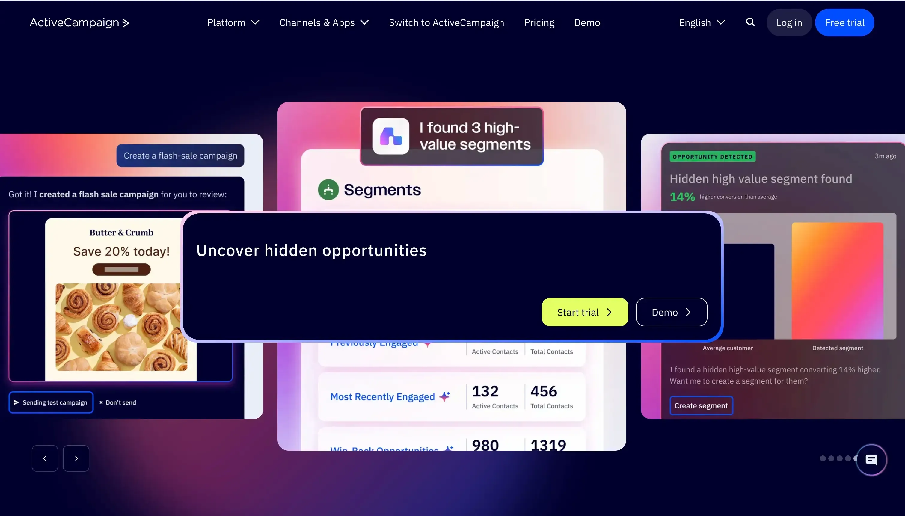 Active campaign's retail and e commerce based landing page